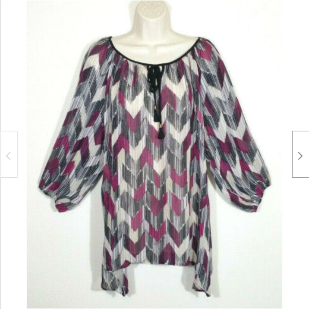 AVENUE Asymmetrical Hem Tunic Top Blouse 3319E1M